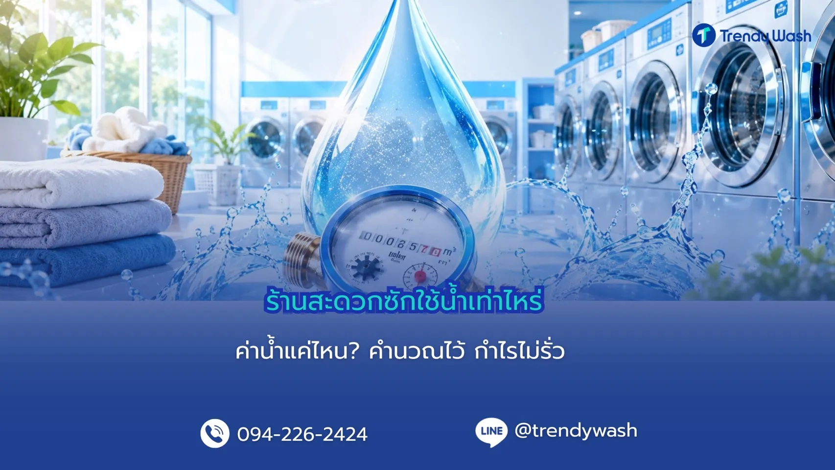 ร้านสะดวกซักใช้น้ำเท่าไหร่? คำนวณปริมาณน้ำก่อนลงทุนเปิดร้านสะดวกซัก